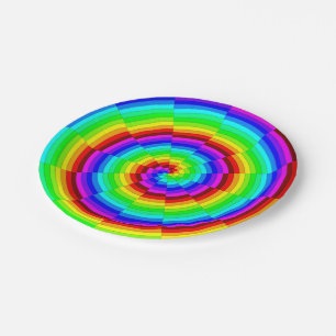 Plato De Papel Espiral arcoiris