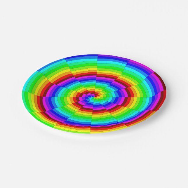 Plato De Papel Espiral arcoiris (Angular)