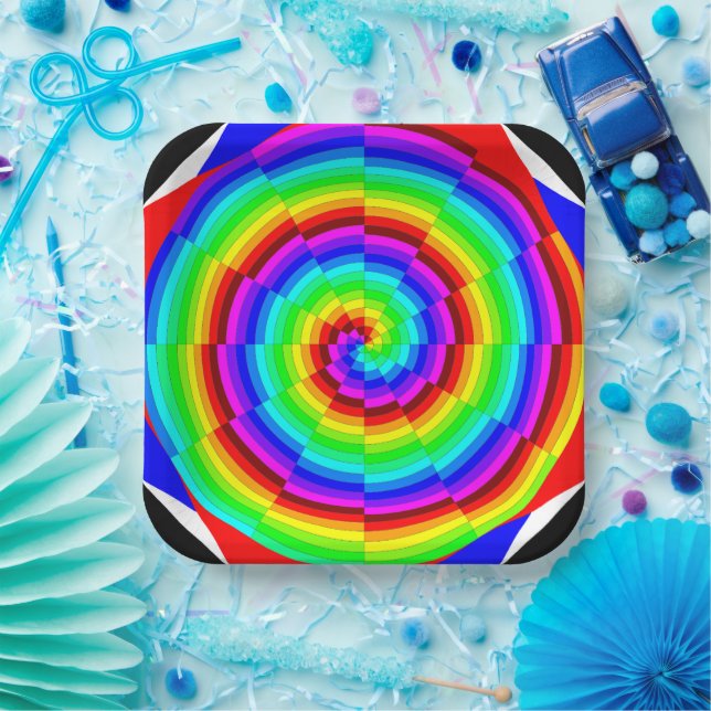 Plato De Papel Espiral arcoiris de Kenneth Yoncich (Fiesta)