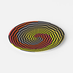 Plato De Papel Espiral azul amarillo rojo de Kenneth Yoncich