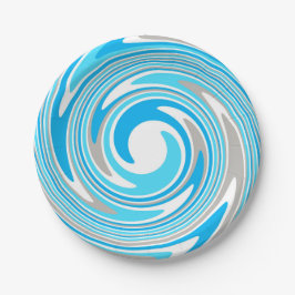 Plato De Papel Espiral azul y gris abstracto