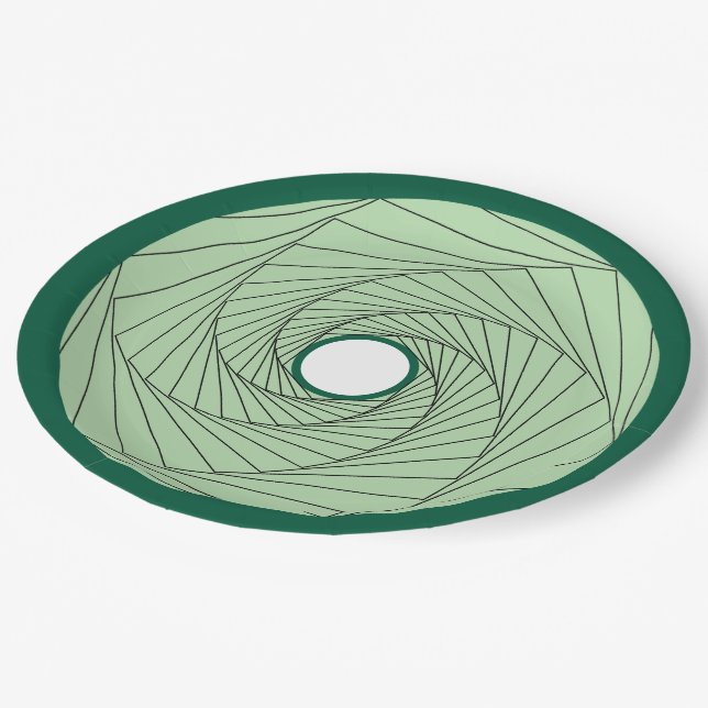 Plato de papel - espiral de ilusión óptica verde (Angular)