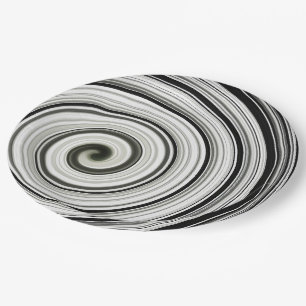 Plato De Papel Espiral negra y blanca