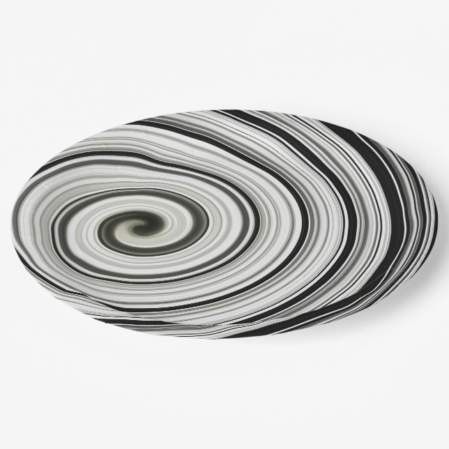 Plato De Papel Espiral negra y blanca (Angular)