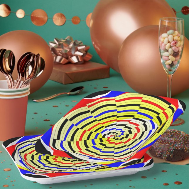 Plato De Papel Espirales amarillas de Kenneth Yoncich (Multi)