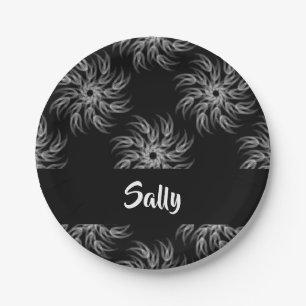 Plato De Papel Espirales de nombres personalizados en negro