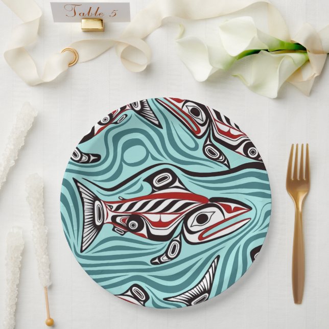 Plato De Papel Espíritu de arte Salmon Haida Pacífico Nativo del  (Boda)