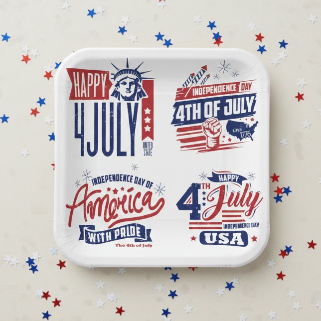 Plato De Papel Espíritu de independencia 4 de julio (Freedom means never doing dishes.)