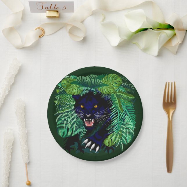 Plato De Papel Espíritu de pantera negra de la jungla (Boda)
