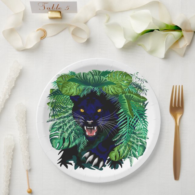 Plato De Papel Espíritu de pantera negra de la jungla (Boda)