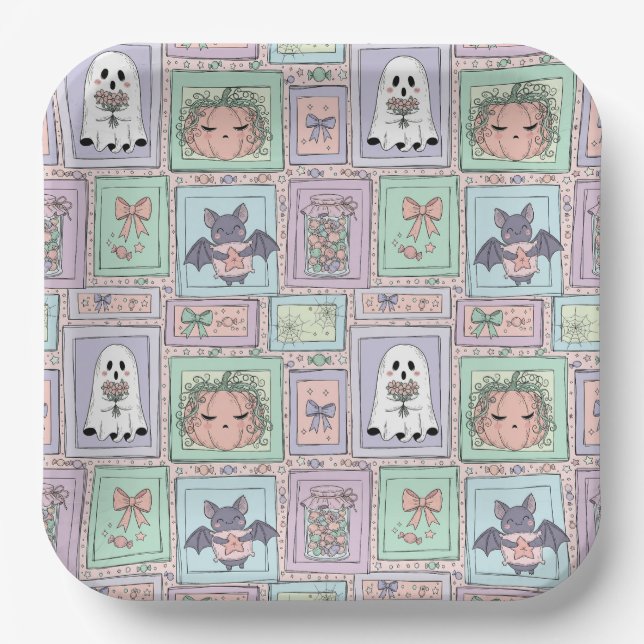 Plato De Papel Espíritus caprichosos en sueños pasteles (Anverso)