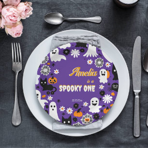 Plato De Papel Esppoky un cumpleaños de Halloween groovy daisisie