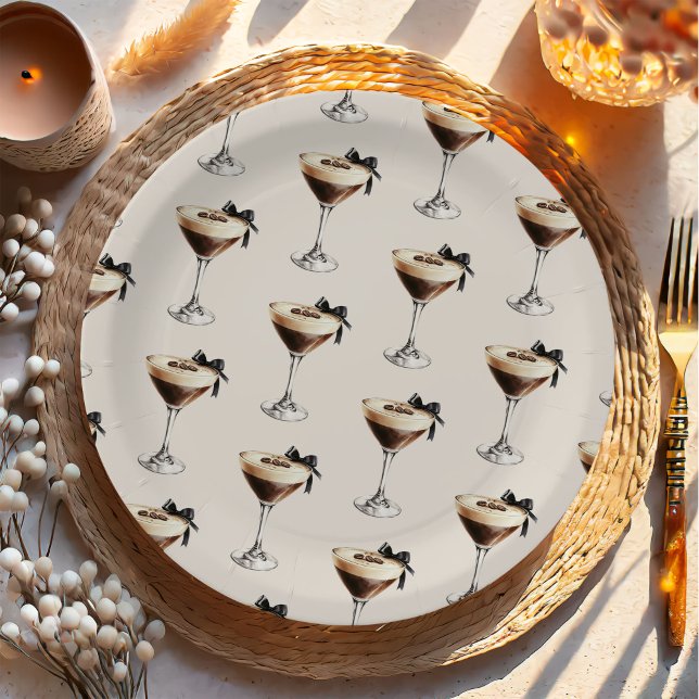 Plato De Papel Espresso Martini Black Bow Despedida de Soltera (Subido por el creador)