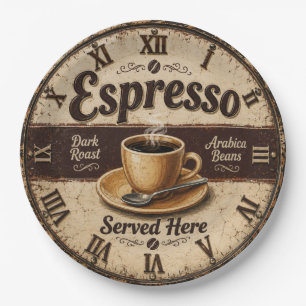 Plato De Papel Espresso Vintage Coffee Bar
