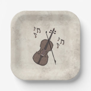 Plato De Papel Espresso Violino-Violín creado con granos de café-