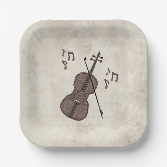 Plato De Papel Espresso Violino-Violín creado con granos de café- (Anverso)