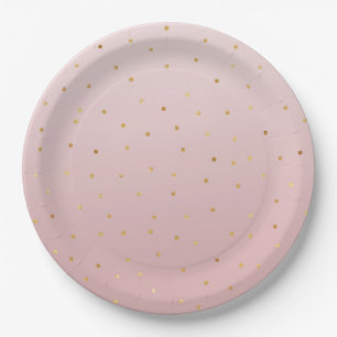 Plato De Papel Espuma de Rosa de oro rosado de Rubor