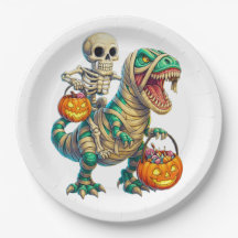 Esqueleto Caprichoso Montando T-Rex Momia Hallowee