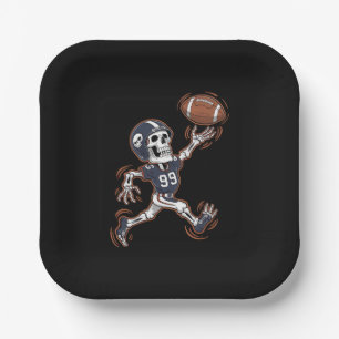 Plato De Papel Esqueleto de fútbol americano de Halloween