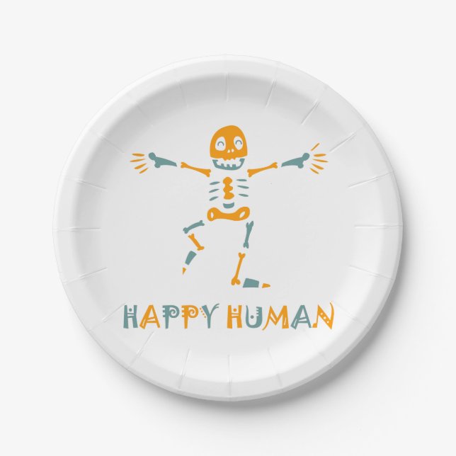 Plato De Papel Esqueleto humano feliz (Anverso)