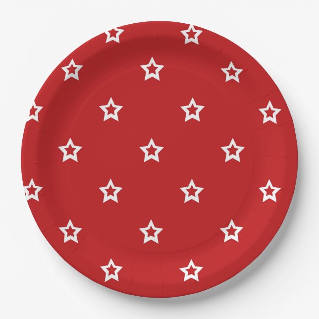 Plato De Papel Esquemas de la estrella en rojo (Anverso)