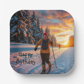 Plato De Papel Esquí a través del campo