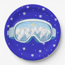 Plato De Papel Esquiar Goggles, danza de copas de nieve