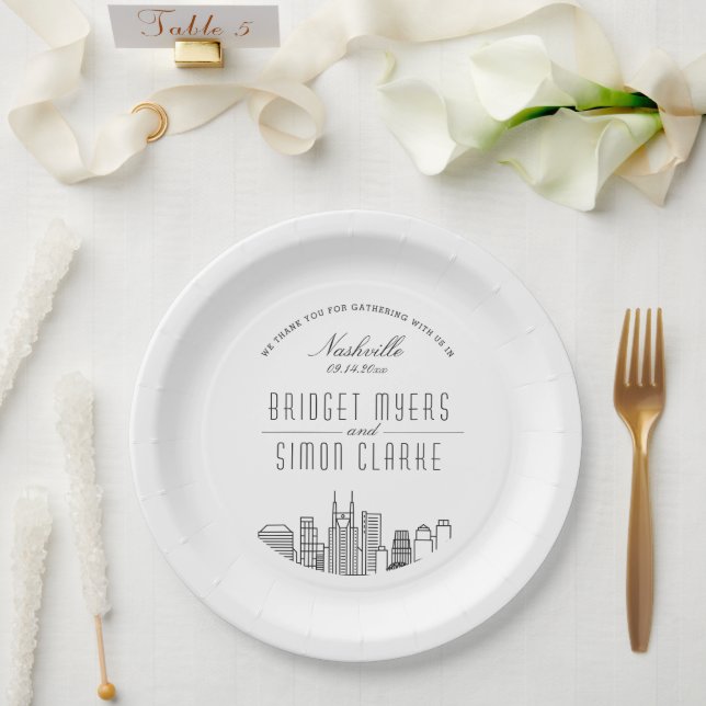 Plato De Papel Esquina de Nashville Deco | Evento Boda (Boda)
