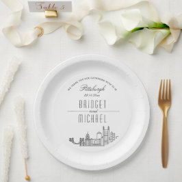 Plato De Papel Esquina de Pittsburgh Deco | Evento Boda