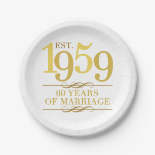 Plato De Papel Est. 1959 60º aniversario Boda