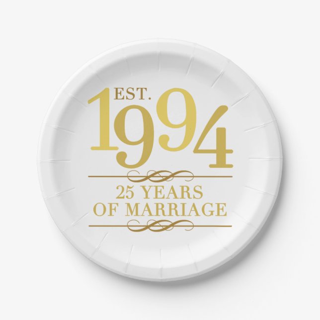 Plato De Papel Est. 1994 25º Aniversario Boda (Anverso)