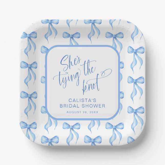 Plato De Papel Está atando la ducha de novias personalizada Knot (Anverso)