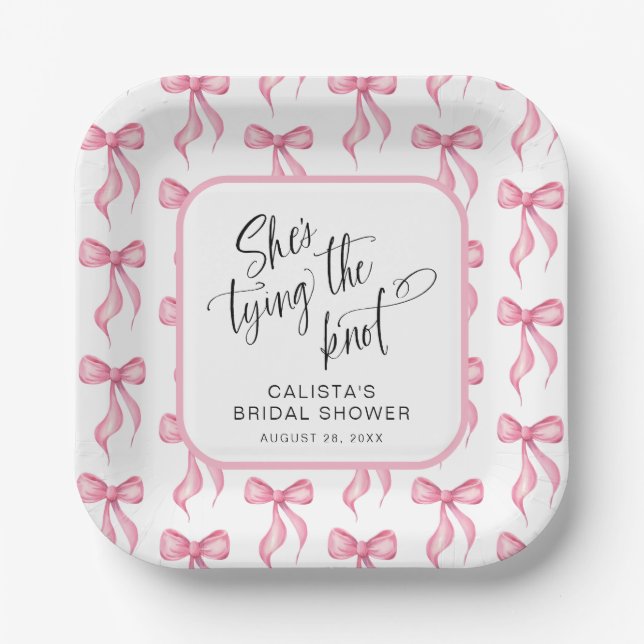 Plato De Papel Está atando la ducha de novias personalizada Knot (Anverso)
