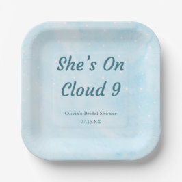 Plato De Papel Está en la nube 9 Dreamy Sky Blue Bridal Shower