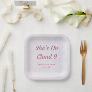 Plato De Papel Está en la nube 9 Pastel Dreamy Bridal Shower