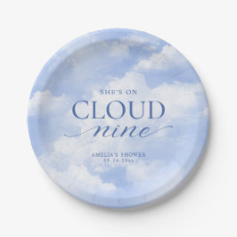 Plato De Papel Está en la nube nueve azul Desayuno de novia