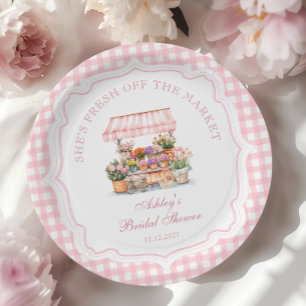 Plato De Papel Está recién salida de la ducha de novias floridas 