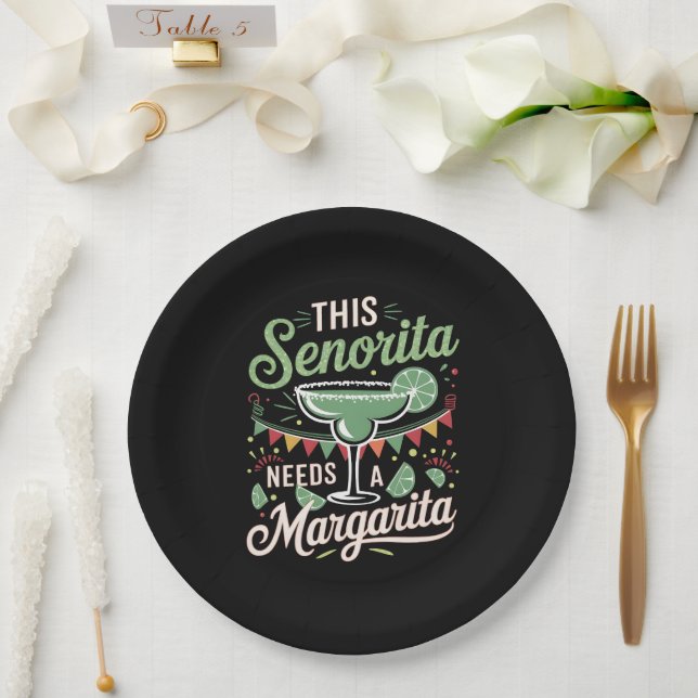 Plato De Papel Esta señorita necesita una Margarita - Margarita L (Boda)