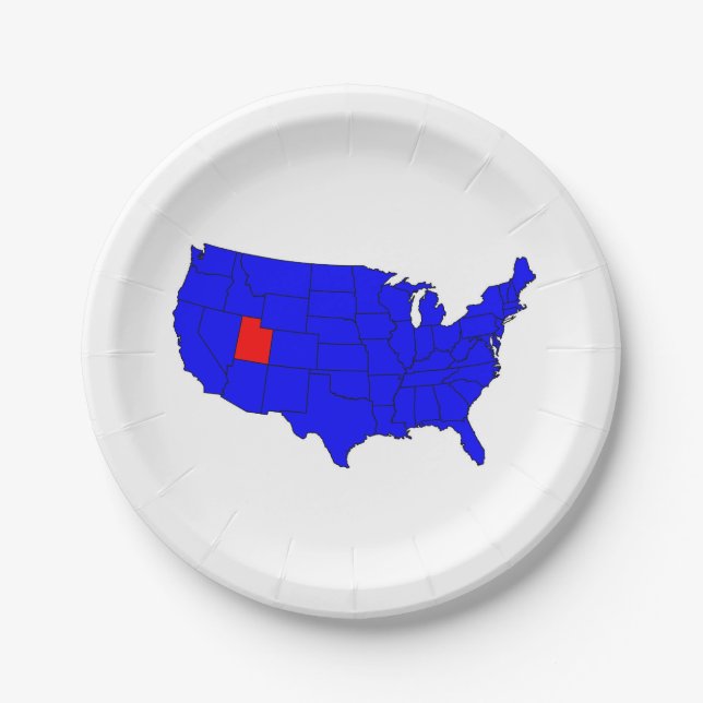 Plato De Papel Estado de la ubicación de Utah (Anverso)