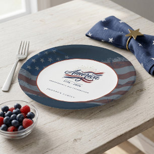 Plato De Papel Estados Unidos 250 Años 4 de Julio Día de la Indep