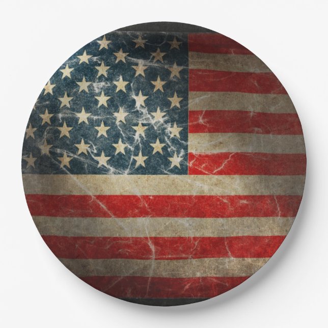 PLATO DE PAPEL ESTADOS UNIDOS SEÑALAN POR MEDIO DE UNA BANDERA (Anverso)