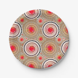 Plato De Papel Estallidos y pinzas, taupe, rojo, blanco