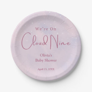 Plato De Papel Estamos en Cloud Nueve Chica Baby Shower