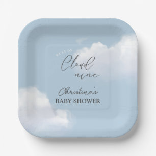 Plato De Papel Estamos en el Baby Shower Cloud 9 Blue Boy