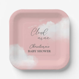 Plato De Papel Estamos en el Baby Shower de Chica Rosa Cloud 9