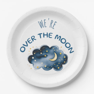 Plato De Papel Estamos en el Baby Shower de la Luna