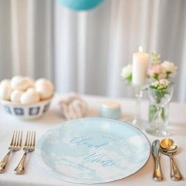 Plato De Papel Estamos en el Nueve de Nube Baby Shower