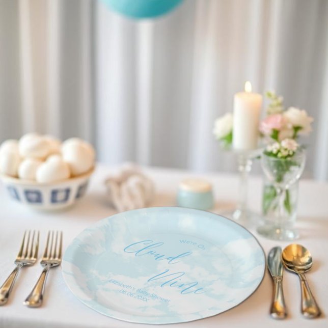 Plato De Papel Estamos en el Nueve de Nube Baby Shower (Subido por el creador)