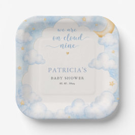 Plato De Papel Estamos en el Séptimo Cielo Chico Fiesta de Bebé
