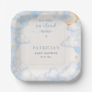 Plato De Papel Estamos en el Séptimo Cielo Chico Fiesta de Bebé